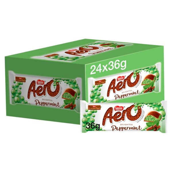 Aero Bubbly Peppermint Mint Chocolate Bar 36g .