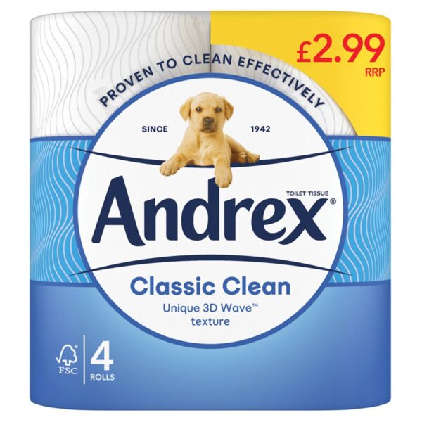 Andrex Classic Clean Toilet Tissue, 2 Rolls PMP £1.79