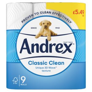 Andrex Classic Clean Toilet Tissue, 9 Rolls